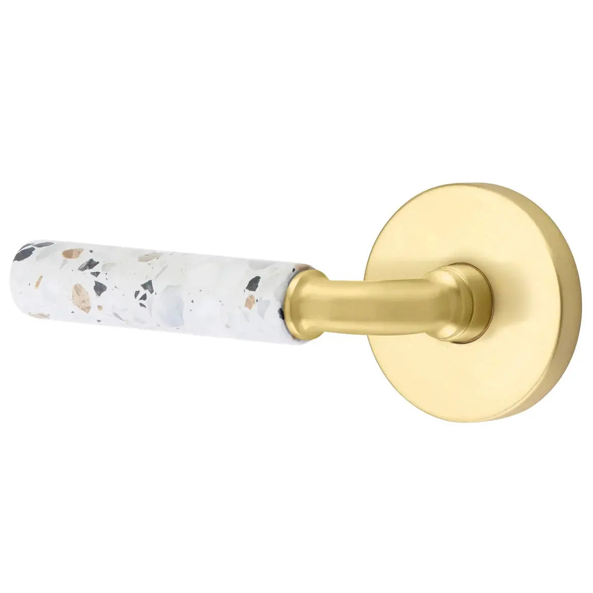 Emtek Light Terrazzo Lever with Disk Rosette and R-Bar Stem by Emtek