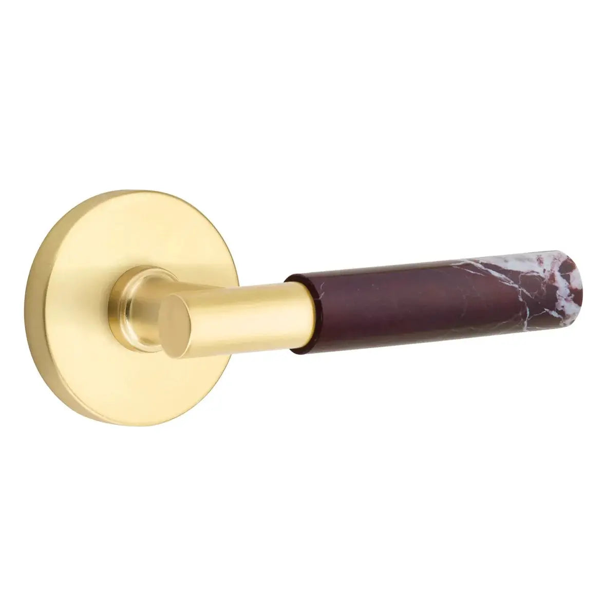 Emtek Rosso Levanto Marble Lever with Disk Rosette and T-Bar Stem by Emtek