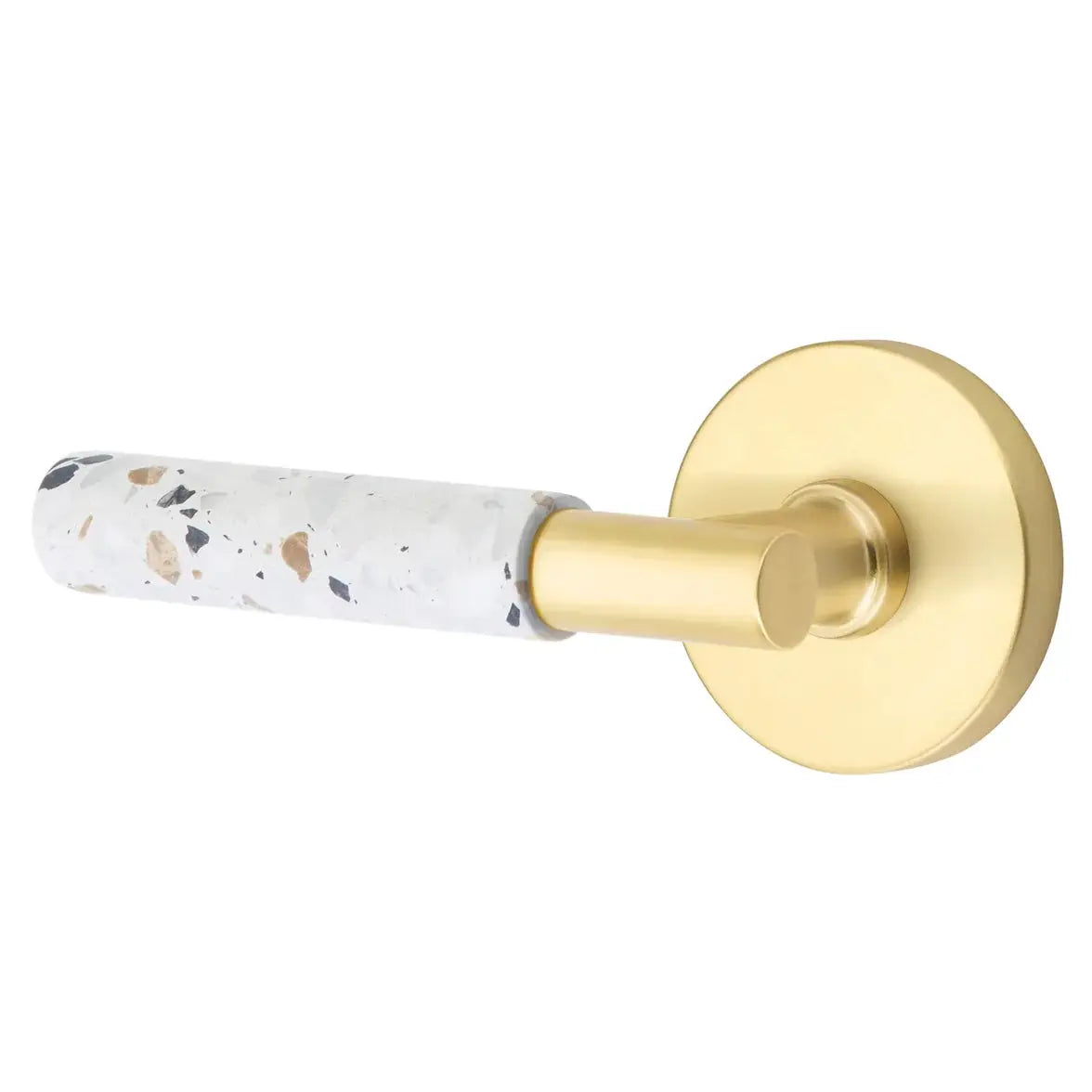 Emtek Light Terrazzo Lever with Disk Rosette and T-Bar Stem by Emtek