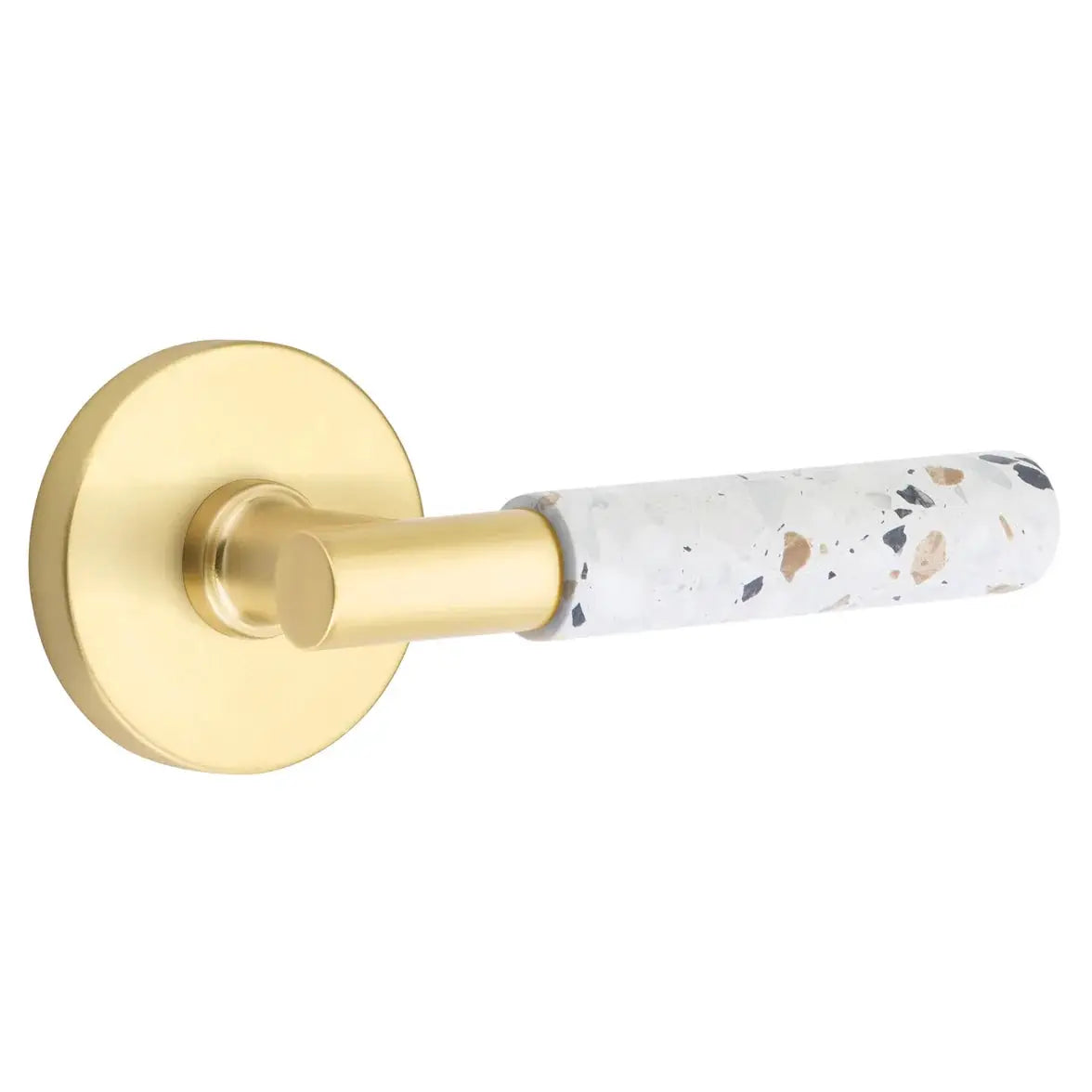 Emtek Light Terrazzo Lever with Disk Rosette and T-Bar Stem by Emtek