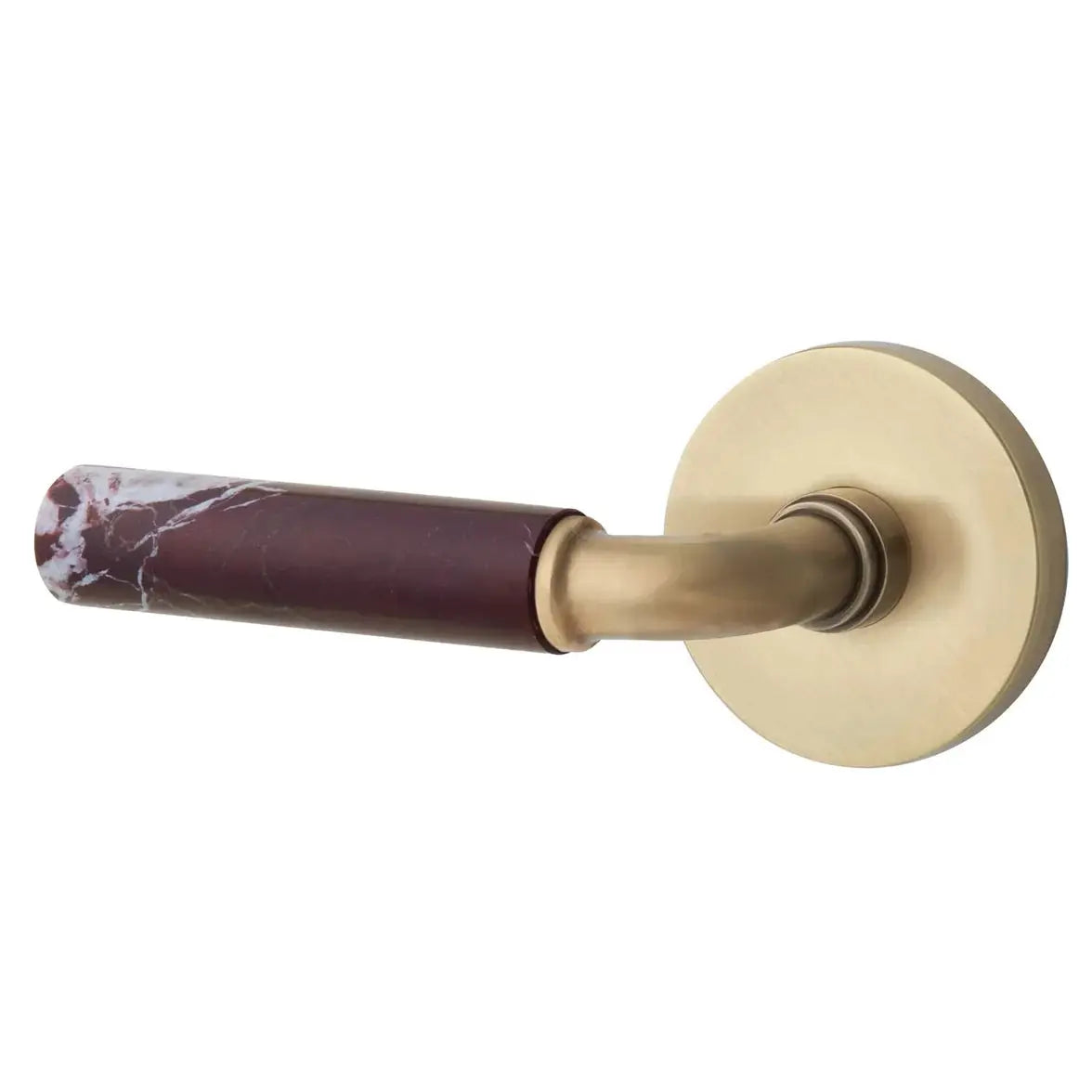 Emtek Rosso Levanto Marble Lever with Disk Rosette and R-Bar Stem by Emtek