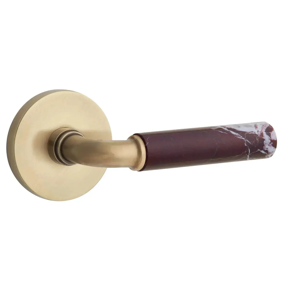 Emtek Rosso Levanto Marble Lever with Disk Rosette and R-Bar Stem by Emtek