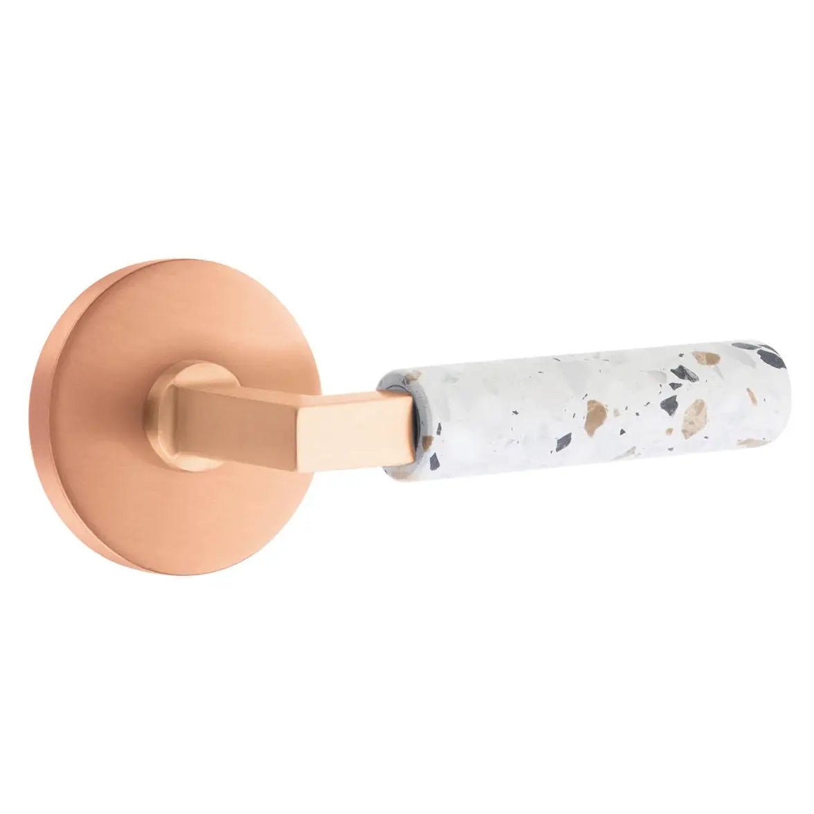 Emtek Light Terrazzo Lever with Disk Rosette and L-Square Stem by Emtek