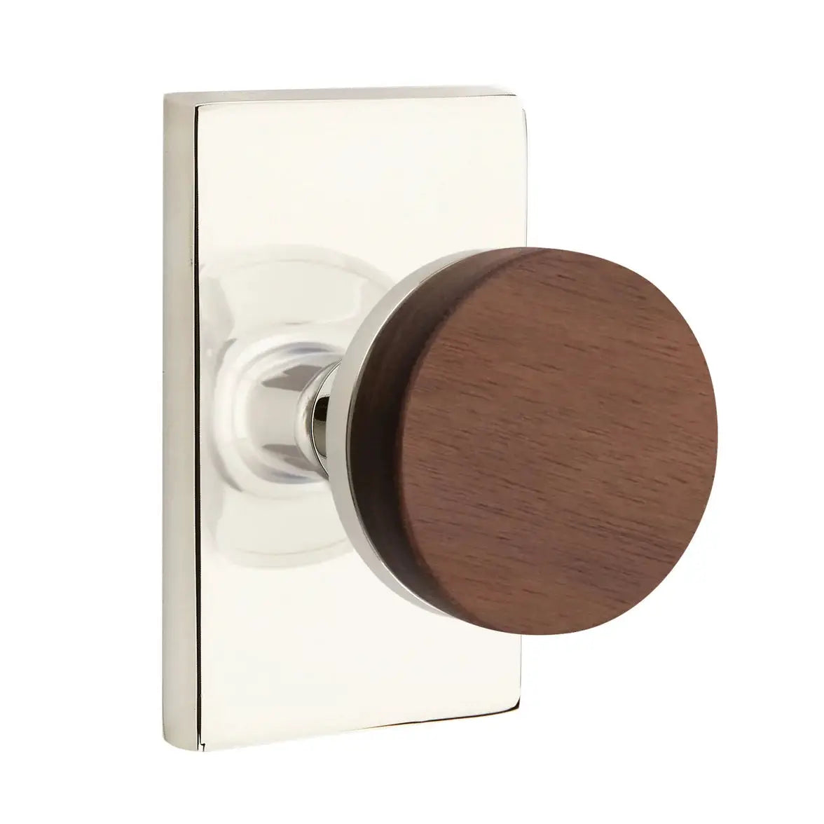 Emtek Walnut Knob with Modern Rectangular Rosette and Conical Stem by Emtek