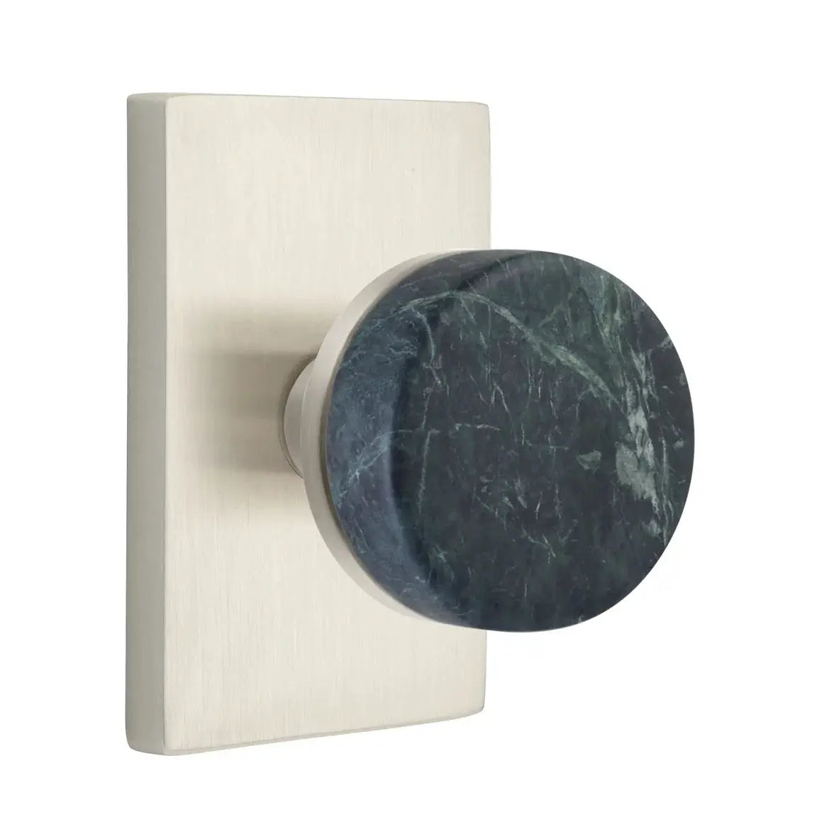 Emtek Green Marble Knob with Modern Rectangular Rosette and Conical Stem by Emtek