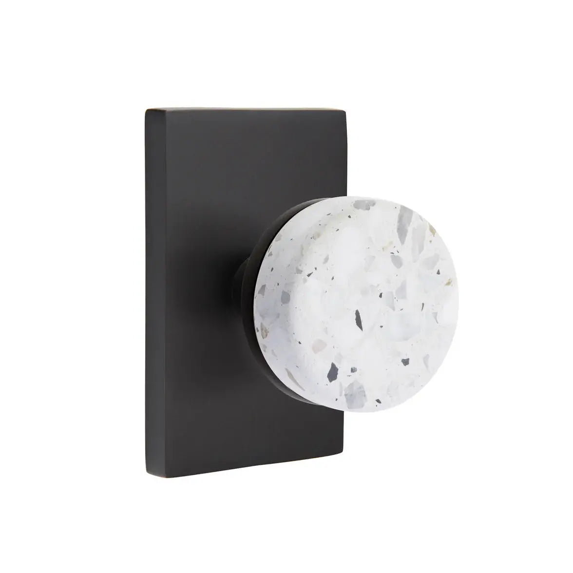 Emtek Light Terrazzo Knob with Modern Rectangular Rosette and Conical Stem by Emtek
