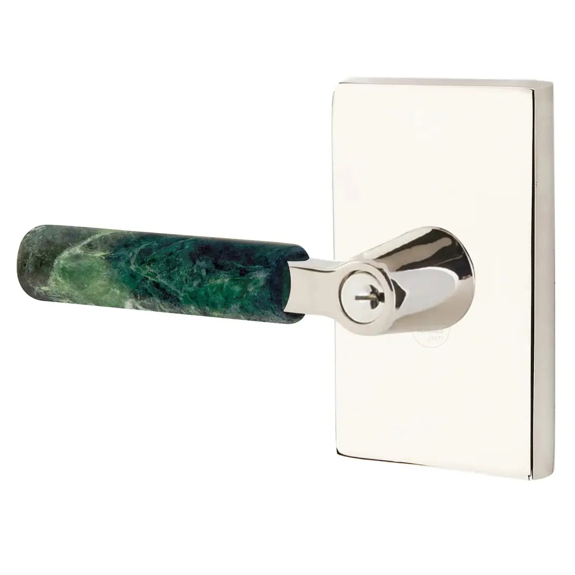 Emtek Green Marble Lever with Modern Rectangular Rosette and L-Square Stem by Emtek