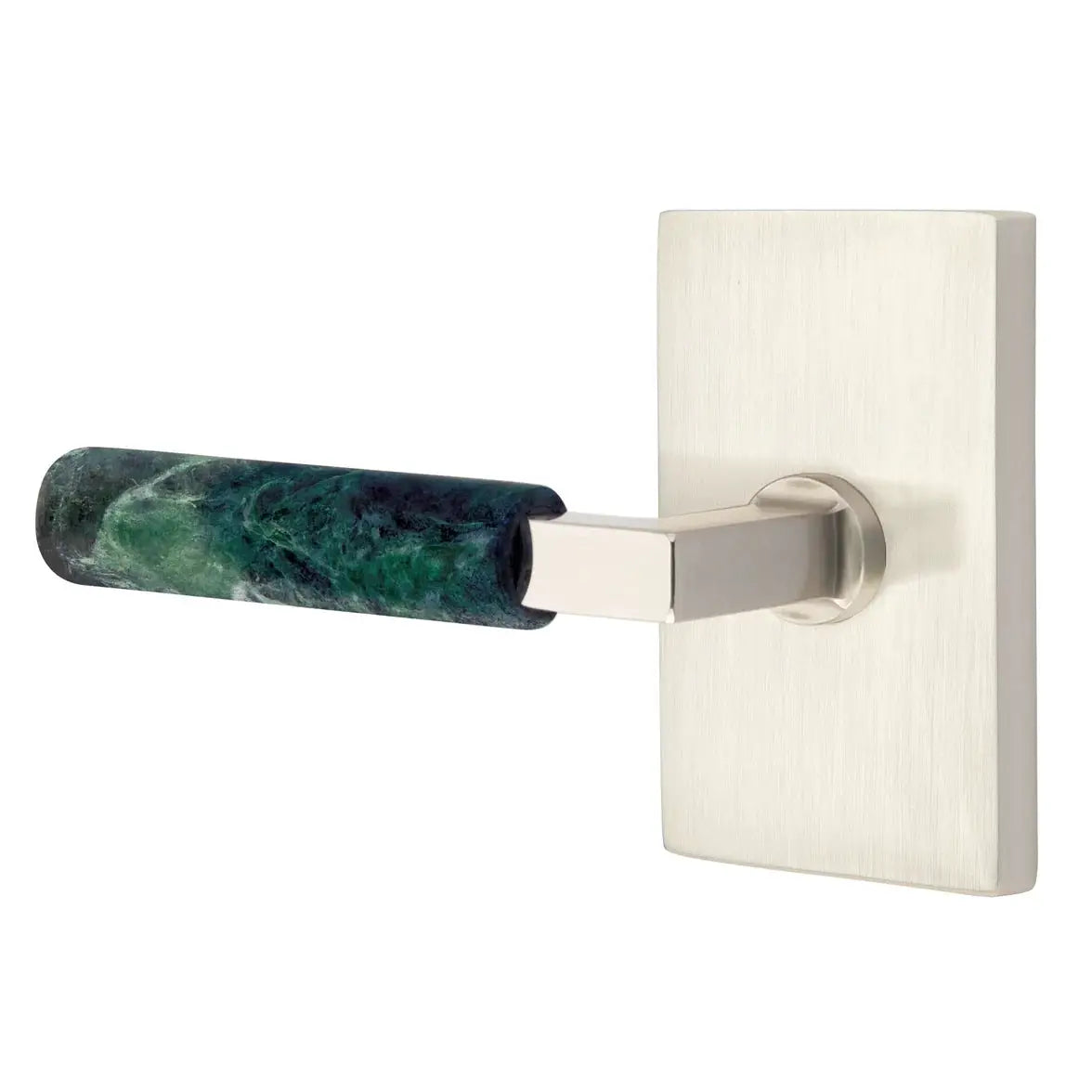 Emtek Green Marble Lever with Modern Rectangular Rosette and L-Square Stem by Emtek