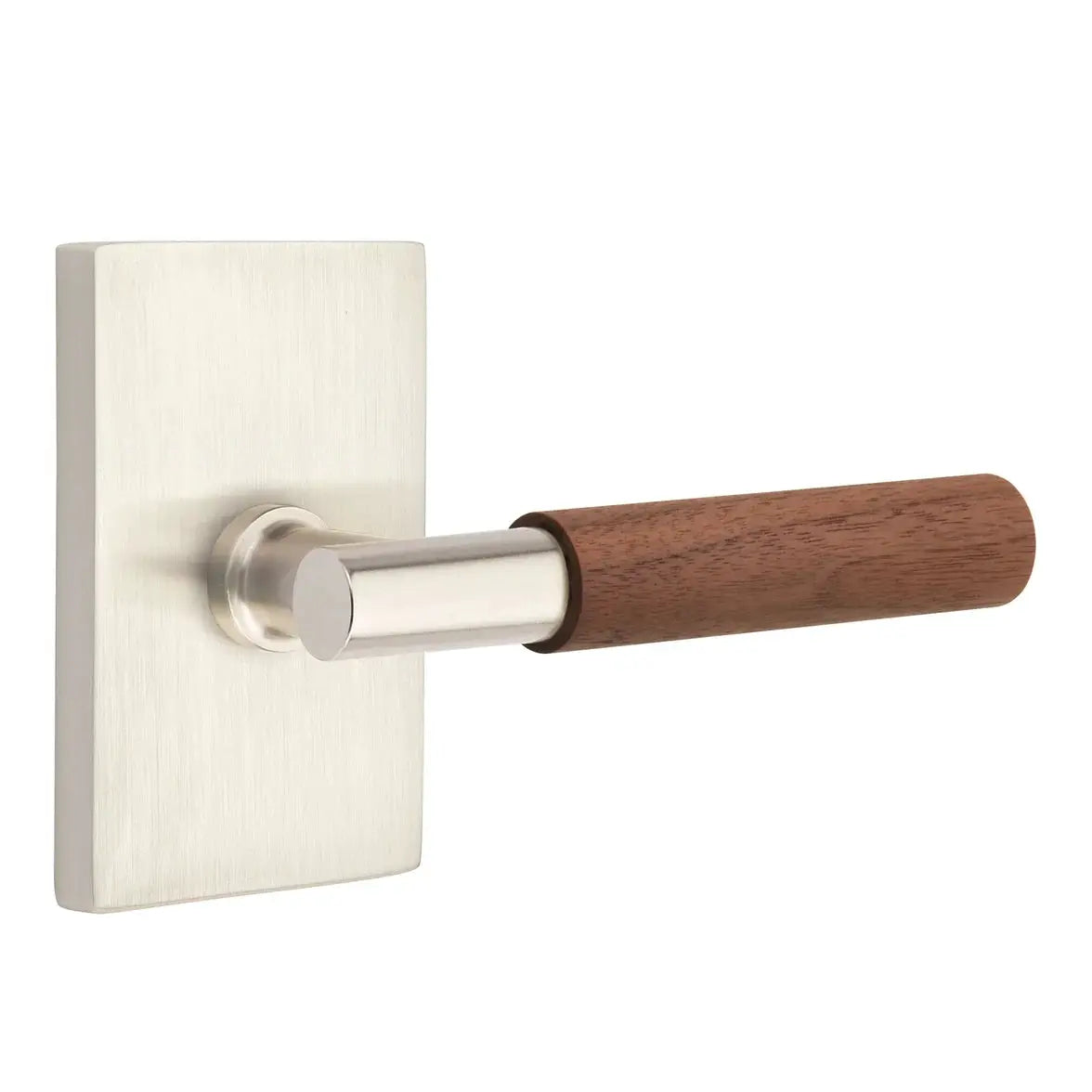 Emtek Walnut Lever with Modern Rectangular Rosette and T-Bar Stem by Emtek