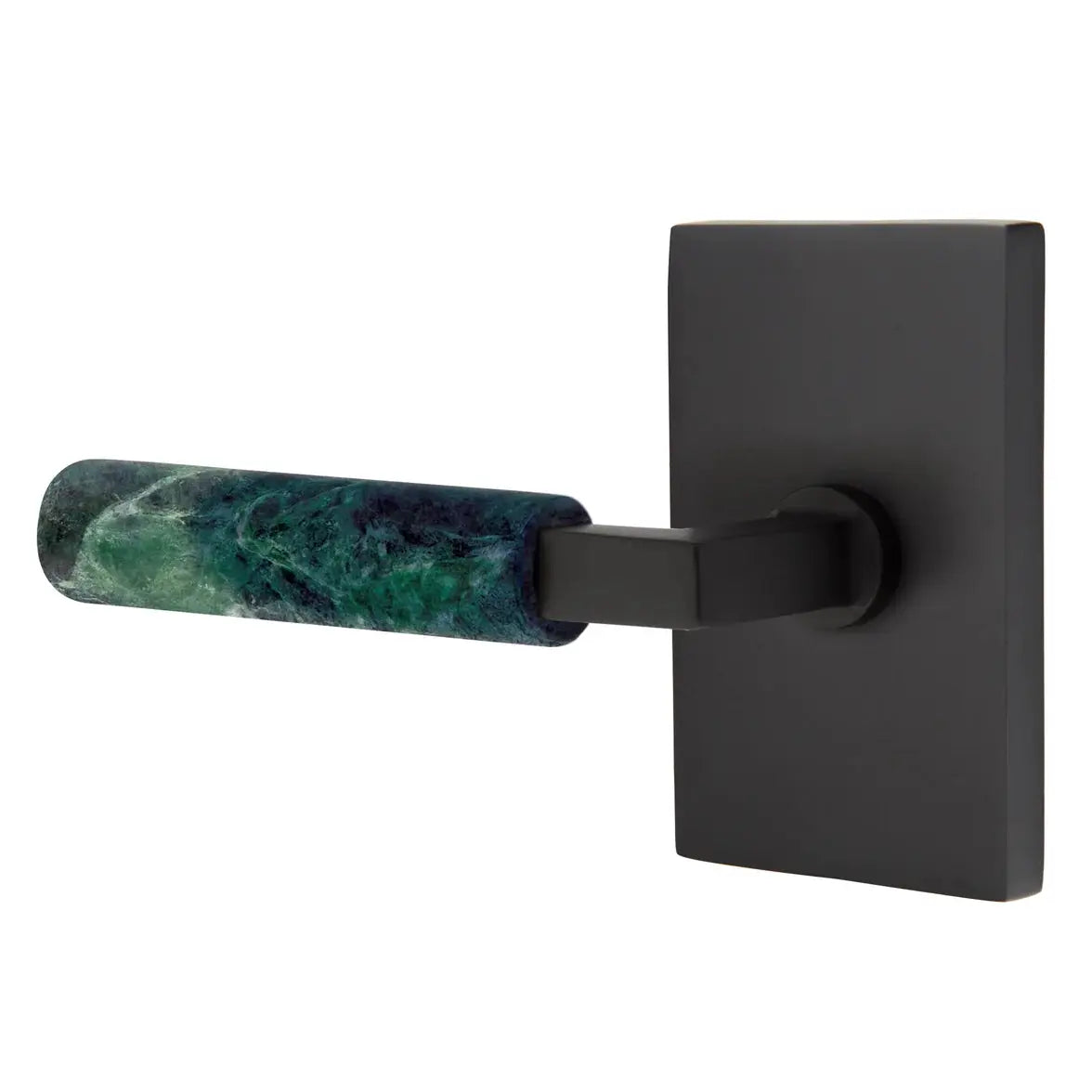 Emtek Green Marble Lever with Modern Rectangular Rosette and L-Square Stem by Emtek