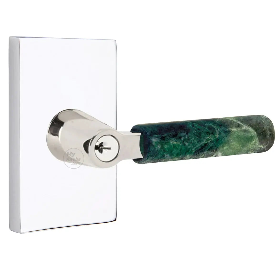 Emtek Green Marble Lever with Modern Rectangular Rosette and L-Square Stem by Emtek