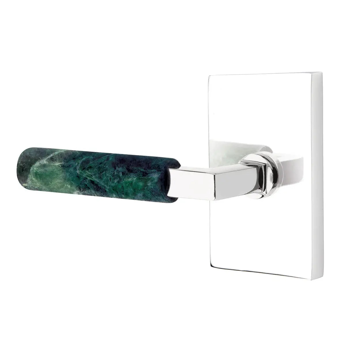 Emtek Green Marble Lever with Modern Rectangular Rosette and L-Square Stem by Emtek
