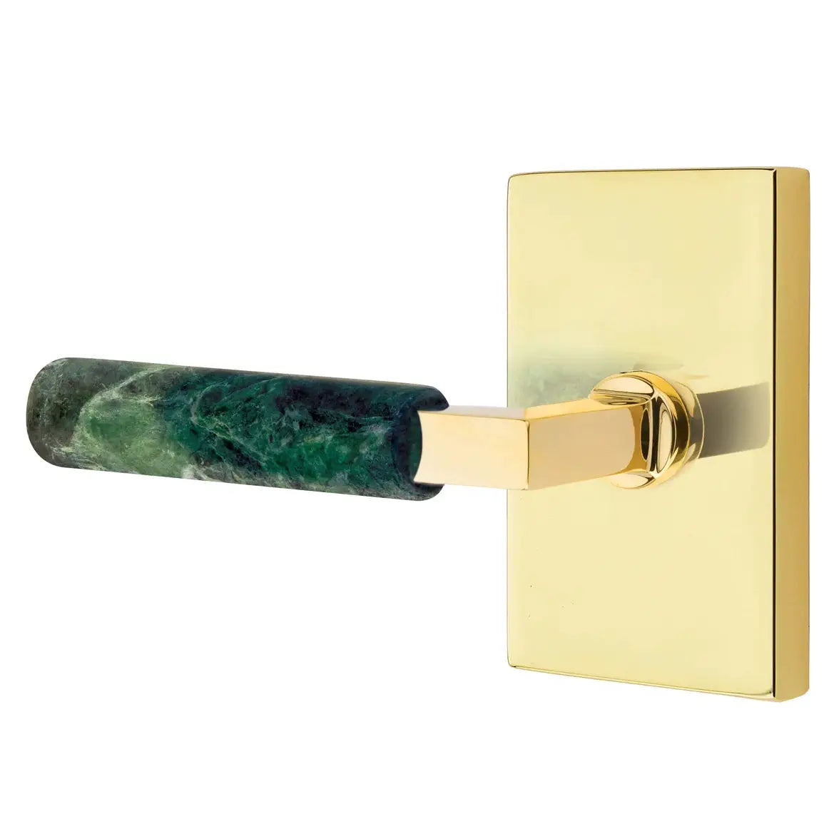 Emtek Green Marble Lever with Modern Rectangular Rosette and L-Square Stem by Emtek