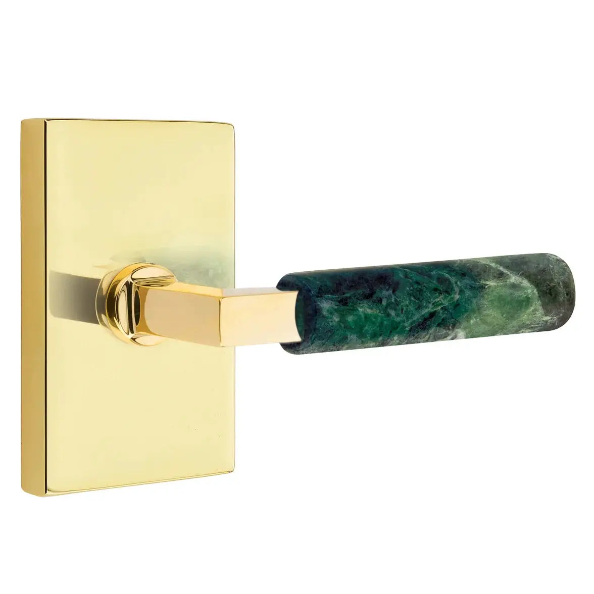 Emtek Green Marble Lever with Modern Rectangular Rosette and L-Square Stem by Emtek