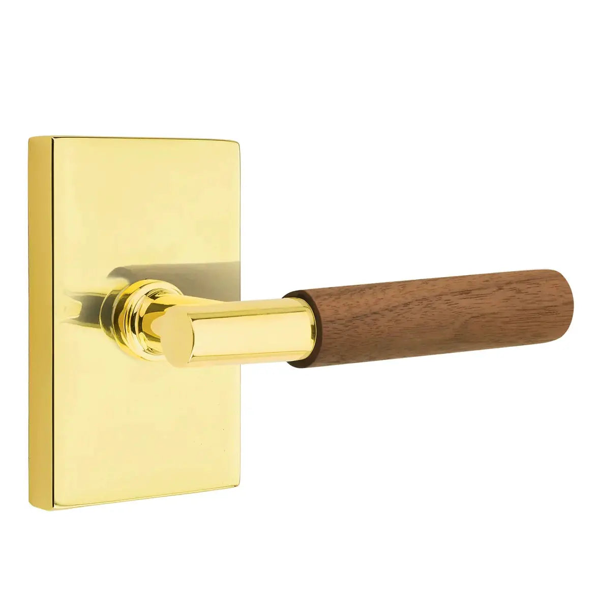 Emtek Walnut Lever with Modern Rectangular Rosette and T-Bar Stem by Emtek