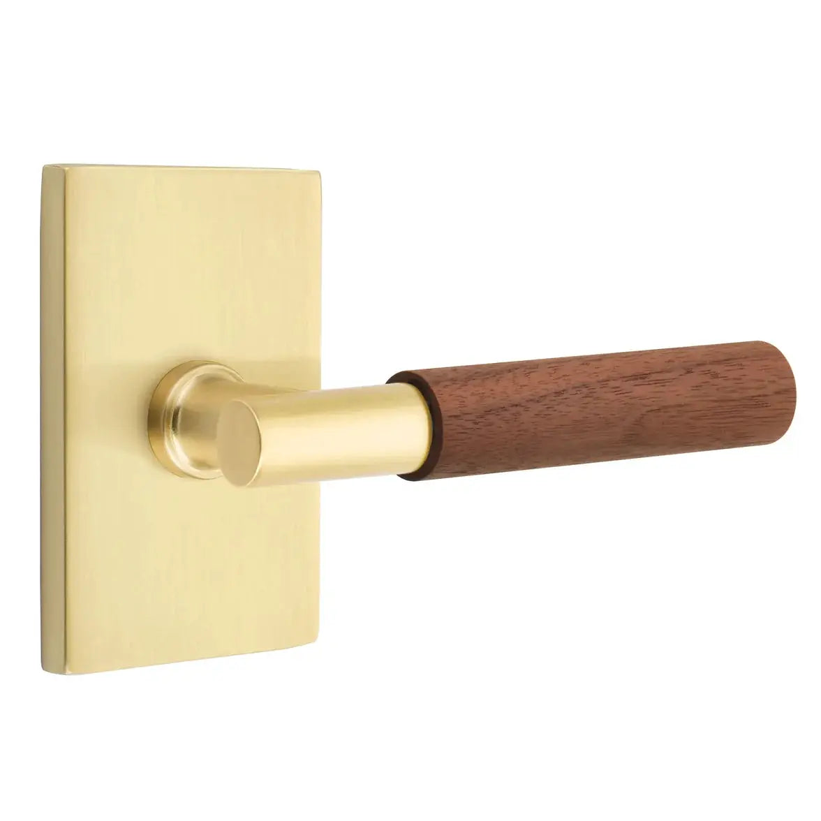 Emtek Walnut Lever with Modern Rectangular Rosette and T-Bar Stem by Emtek