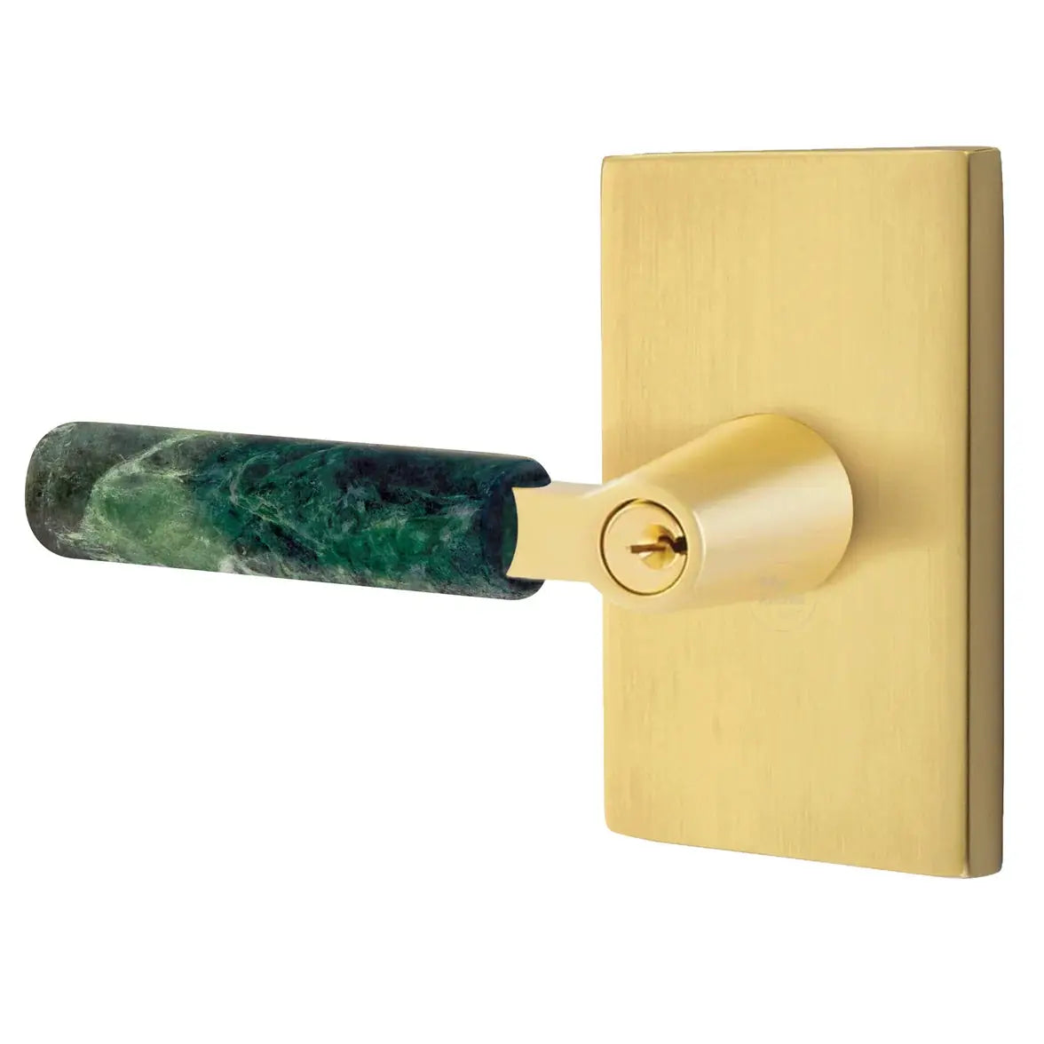 Emtek Green Marble Lever with Modern Rectangular Rosette and L-Square Stem by Emtek