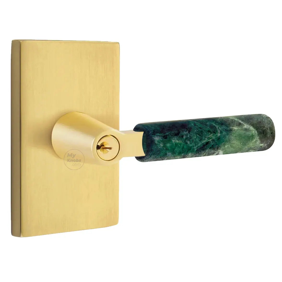 Emtek Green Marble Lever with Modern Rectangular Rosette and L-Square Stem by Emtek