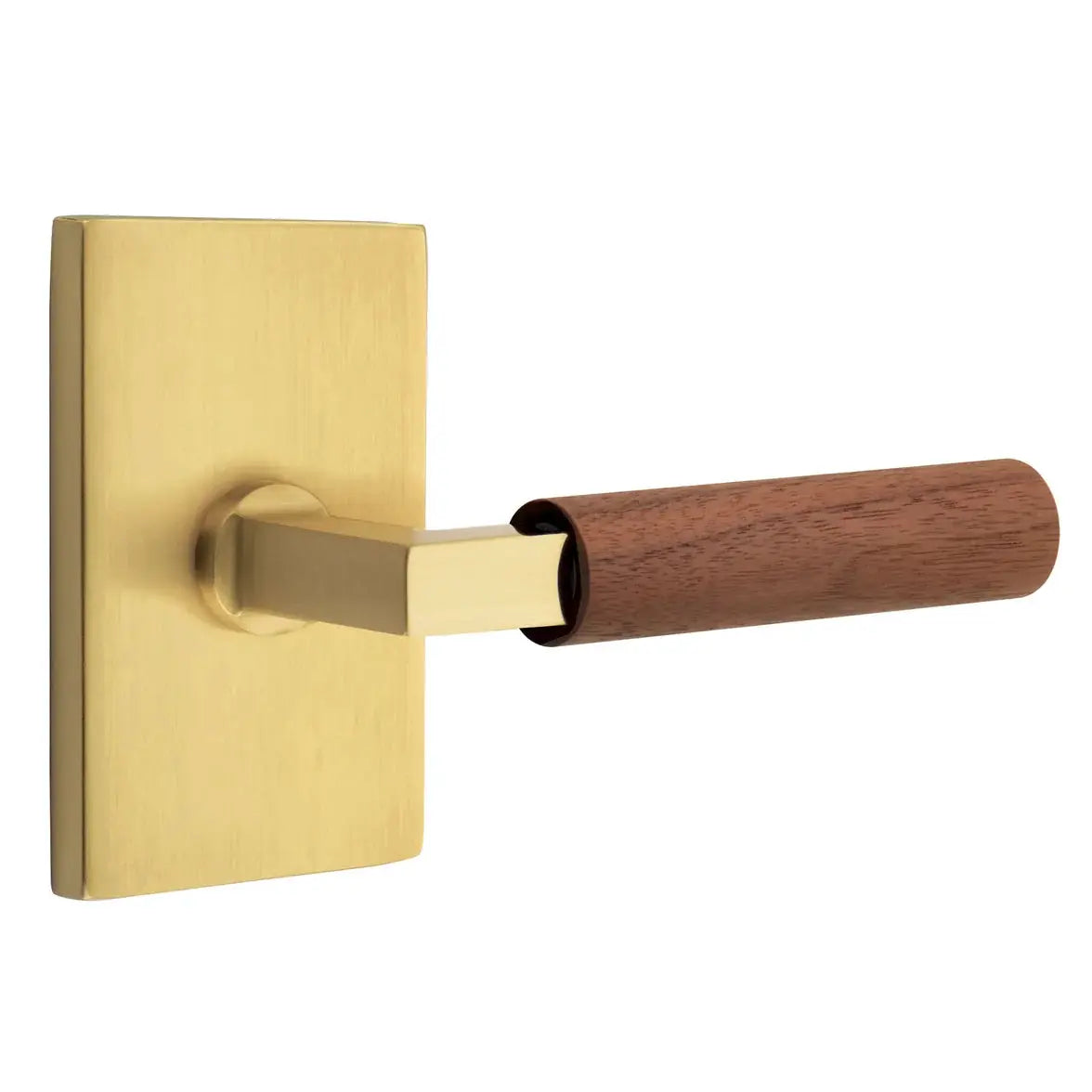 Emtek Walnut Lever with Modern Rectangular Rosette and L-Square Stem by Emtek
