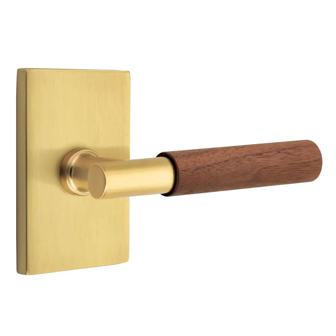 Emtek Walnut Lever with Modern Rectangular Rosette and T-Bar Stem by Emtek