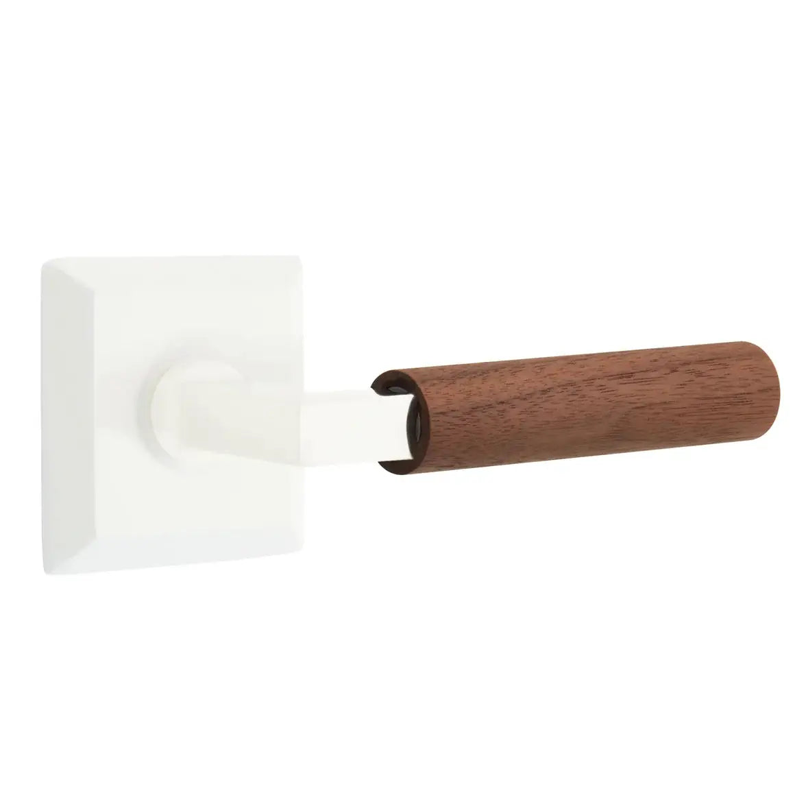 Emtek Walnut Lever with Quincy Rosette and L-Square Stem by Emtek