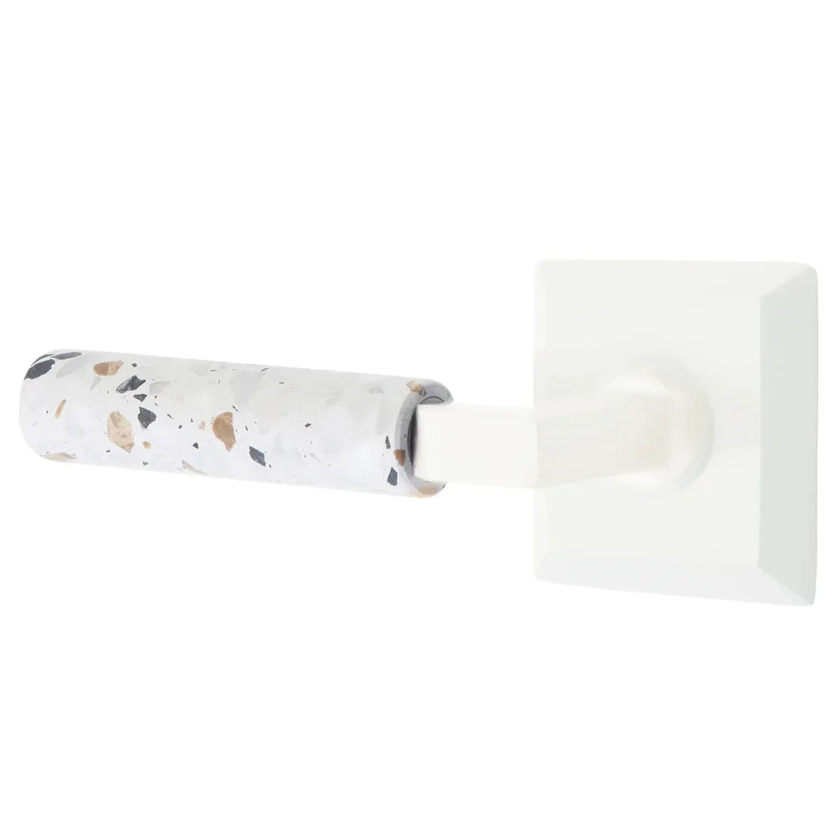 Emtek Light Terrazzo Lever with Quincy Rosette and L-Square Stem by Emtek