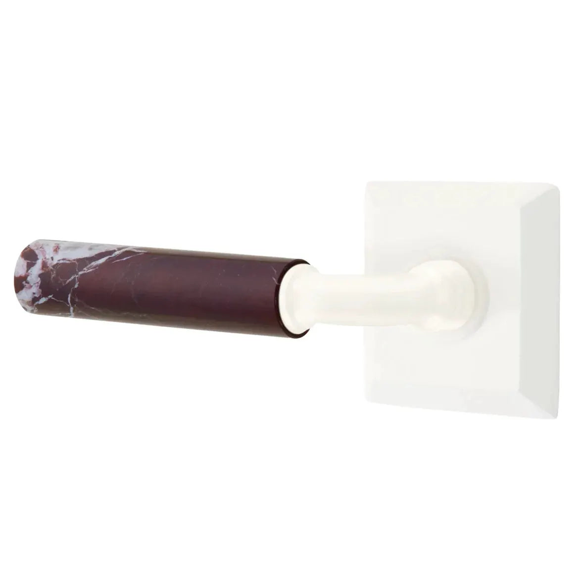 Emtek Rosso Levanto Marble Lever with Quincy Rosette and R-Bar Stem by Emtek