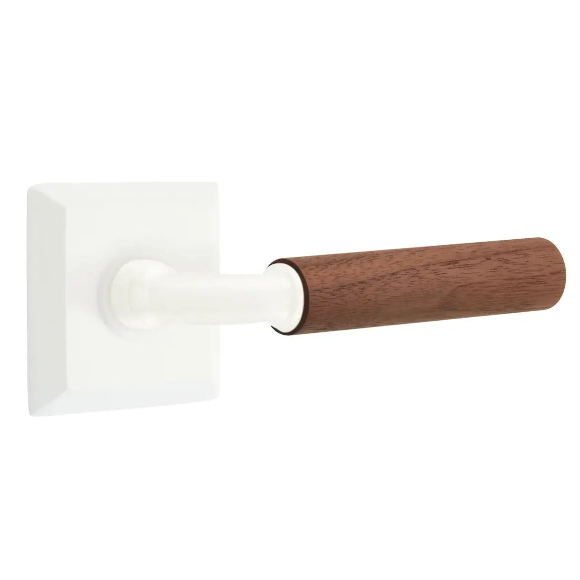 Emtek Walnut Lever with Quincy Rosette and R-Bar Stem by Emtek