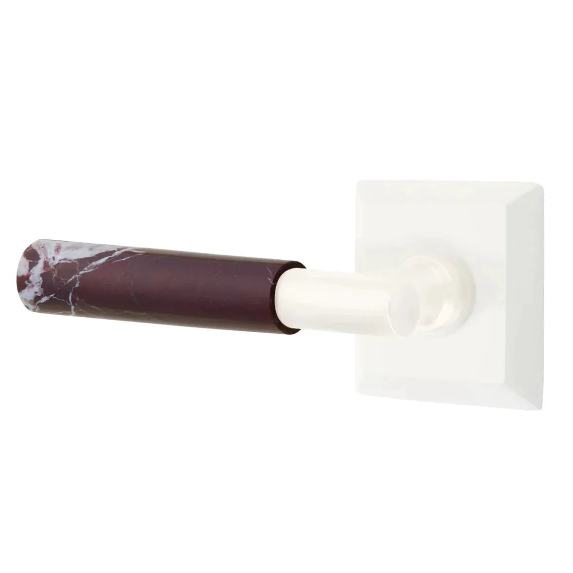 Emtek Rosso Levanto Marble Lever with Quincy Rosette and T-Bar Stem by Emtek