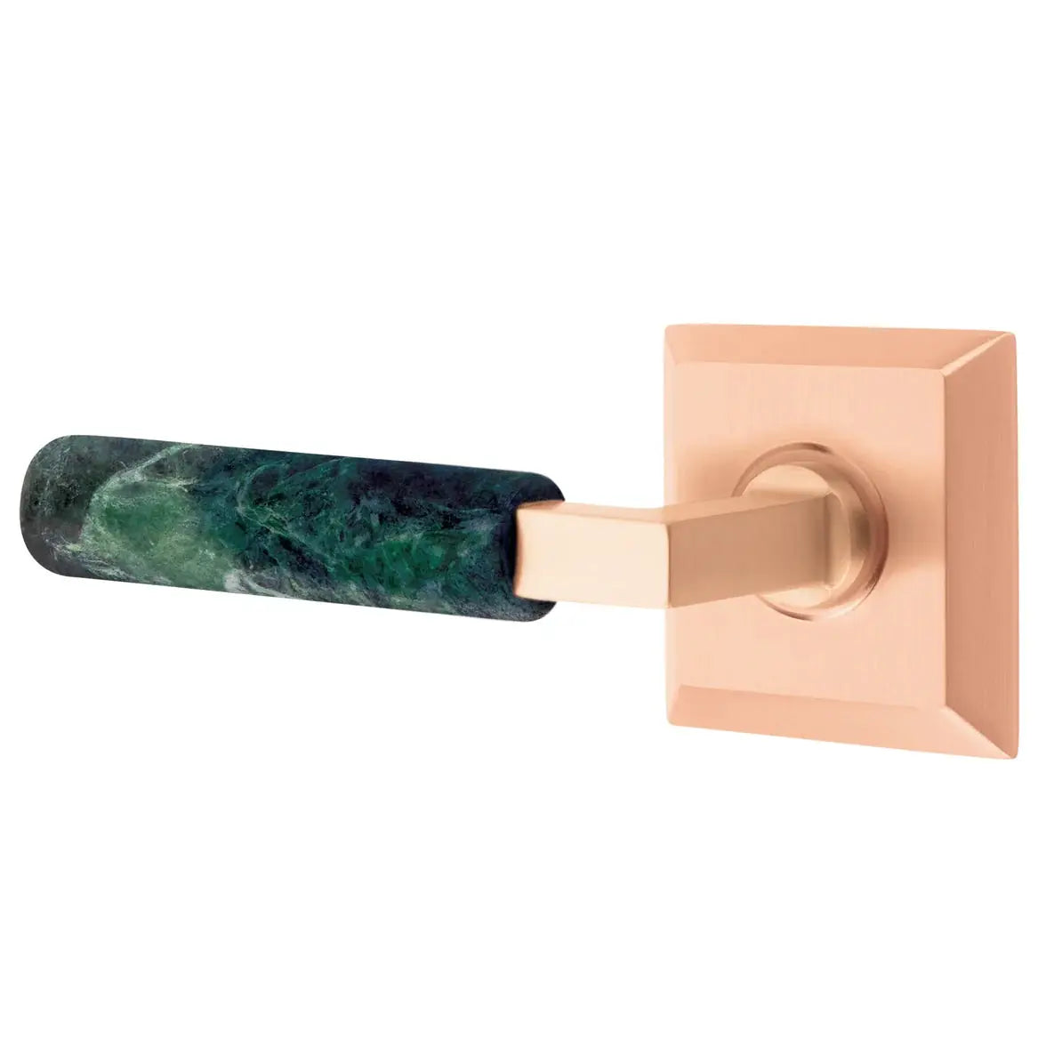 Emtek Green Marble Lever with Quincy Rosette and L-Square Stem by Emtek