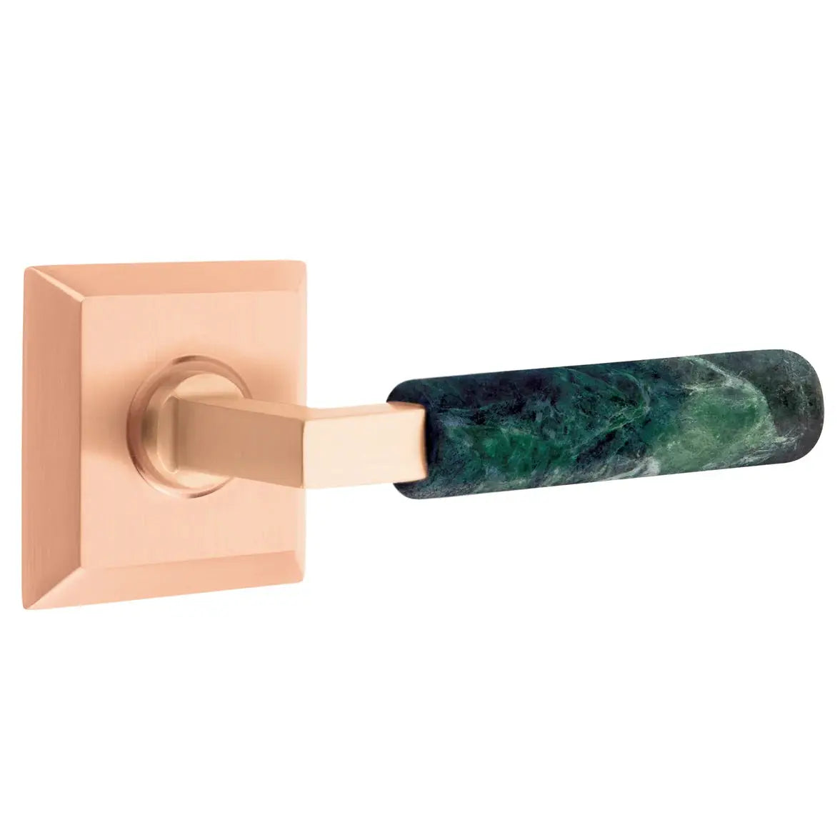 Emtek Green Marble Lever with Quincy Rosette and L-Square Stem by Emtek