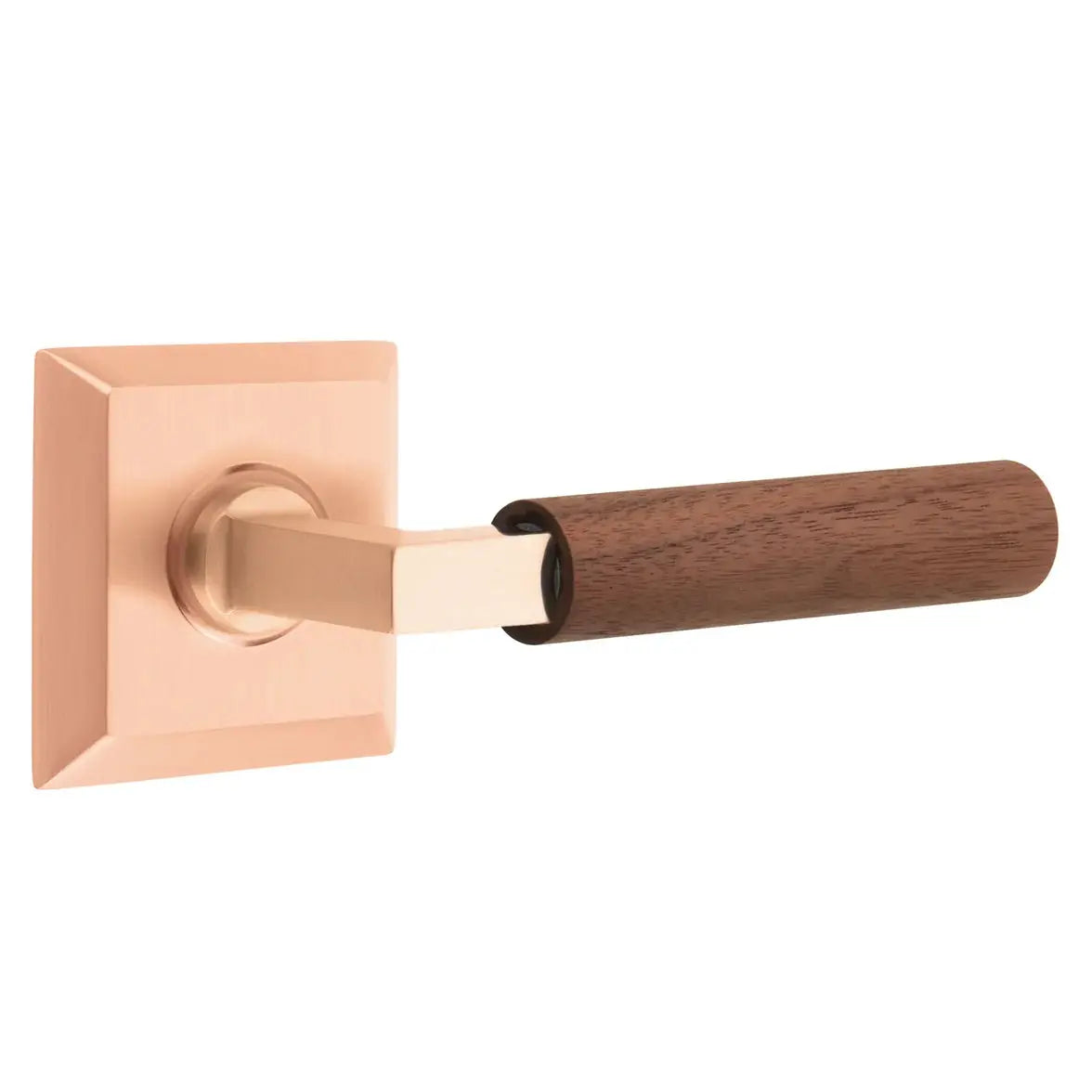 Emtek Walnut Lever with Quincy Rosette and L-Square Stem by Emtek