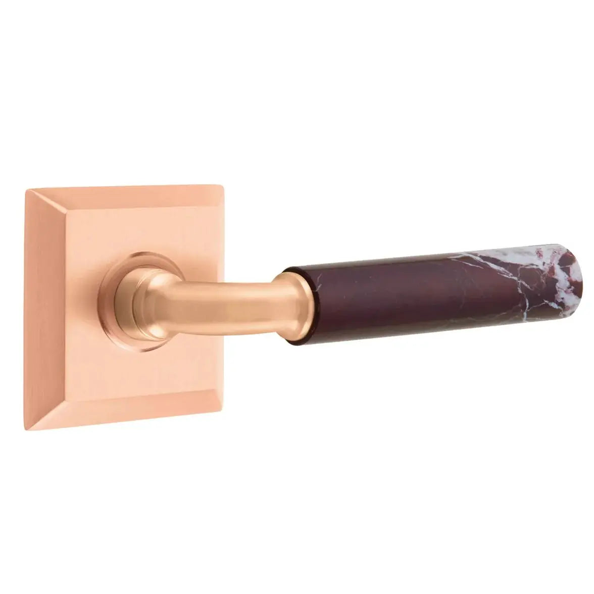 Emtek Rosso Levanto Marble Lever with Quincy Rosette and R-Bar Stem by Emtek