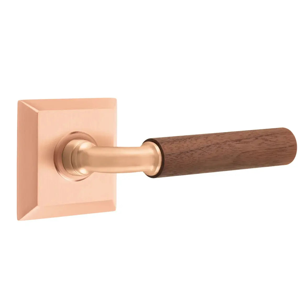 Emtek Walnut Lever with Quincy Rosette and R-Bar Stem by Emtek
