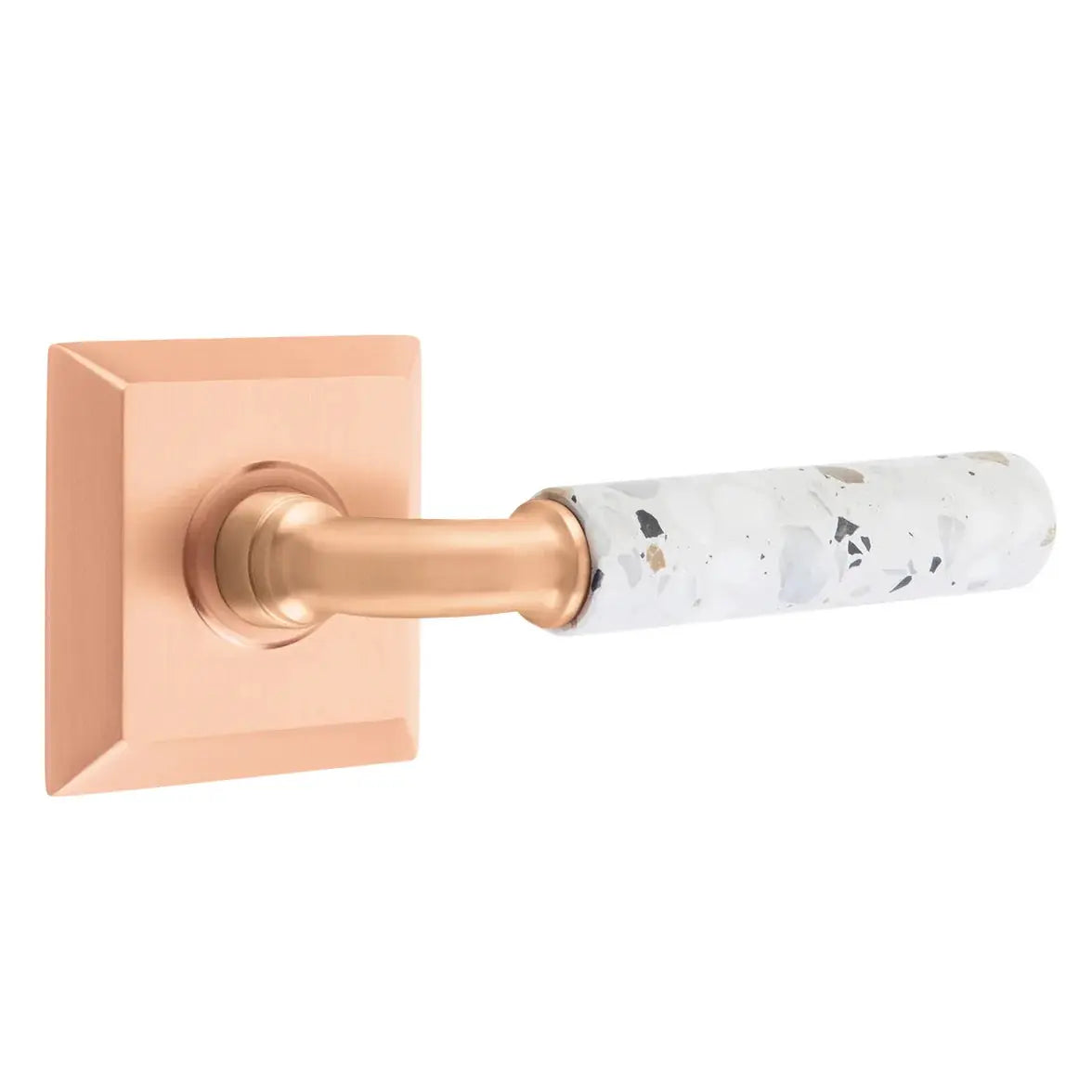 Emtek Light Terrazzo Lever with Quincy Rosette and R-Bar Stem by Emtek