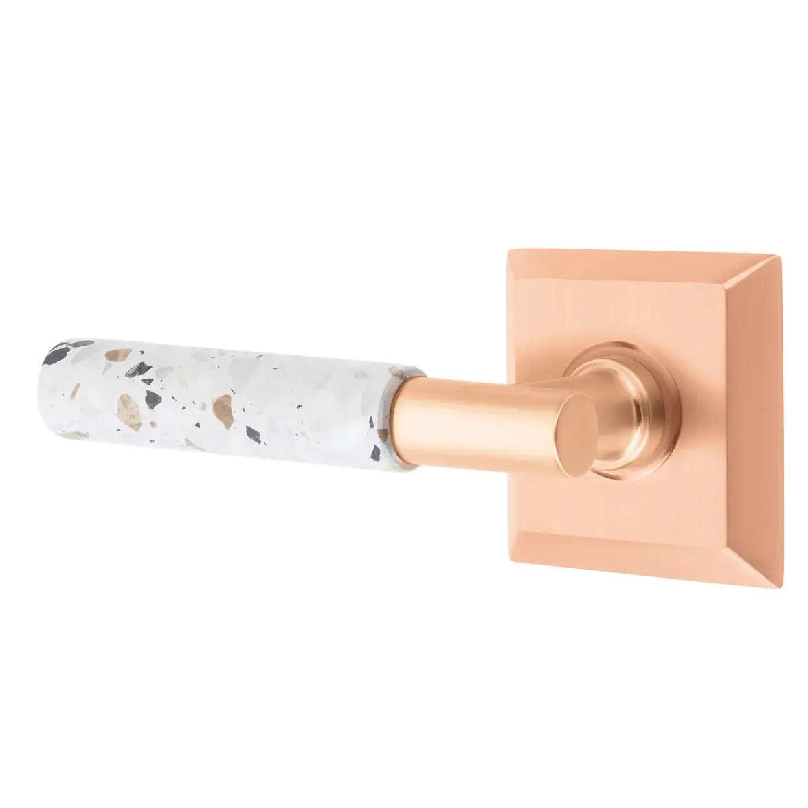Emtek Light Terrazzo Lever with Quincy Rosette and T-Bar Stem by Emtek