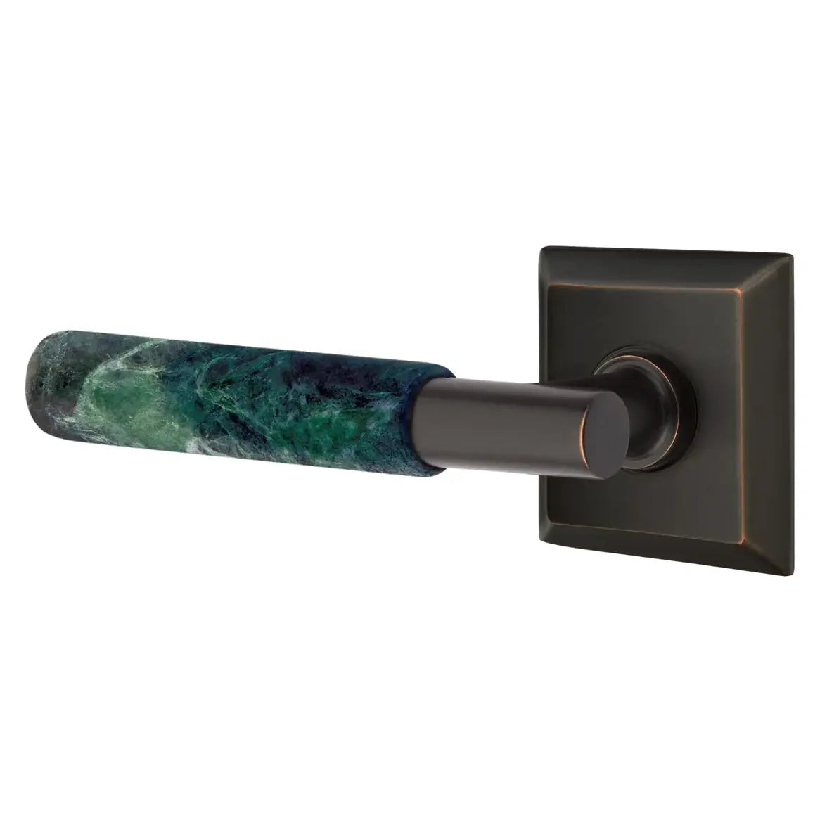 Emtek Green Marble Lever with Quincy Rosette and T-Bar Stem by Emtek