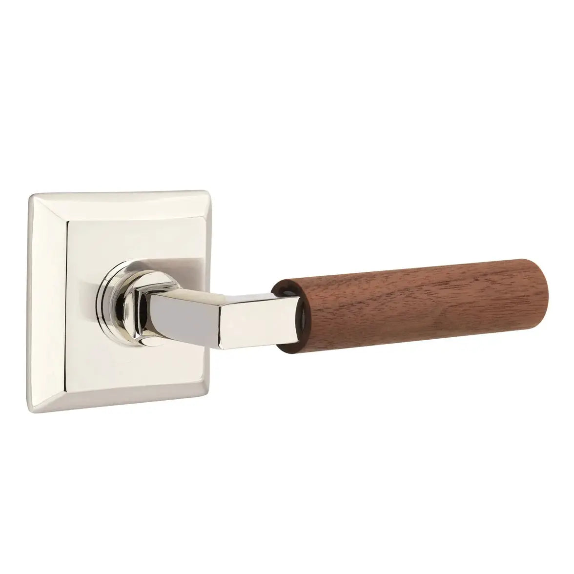 Emtek Walnut Lever with Quincy Rosette and L-Square Stem by Emtek