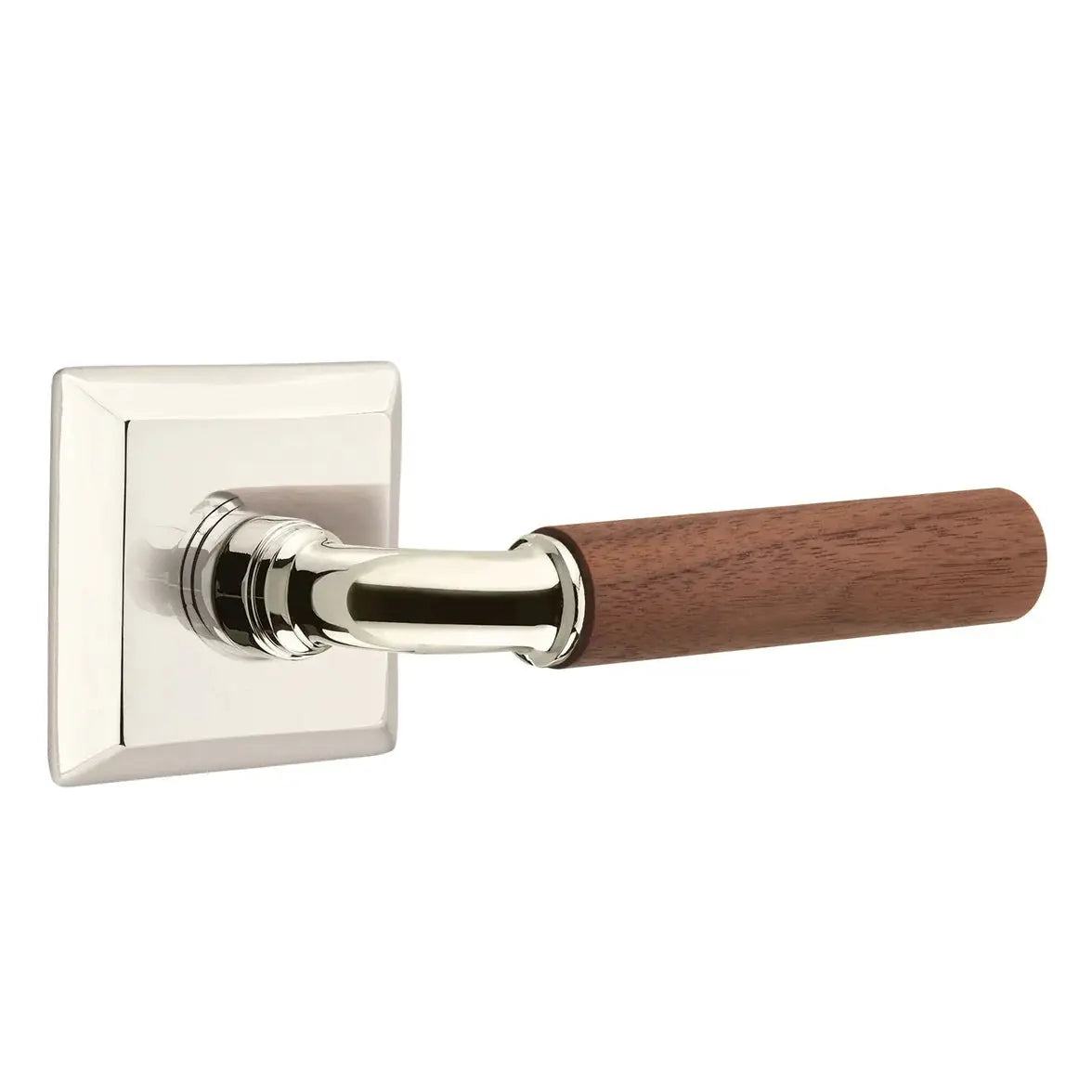 Emtek Walnut Lever with Quincy Rosette and R-Bar Stem by Emtek