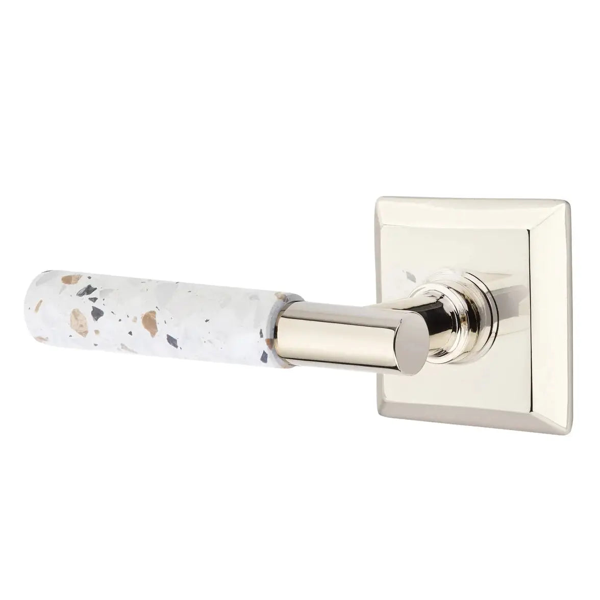 Emtek Light Terrazzo Lever with Quincy Rosette and T-Bar Stem by Emtek