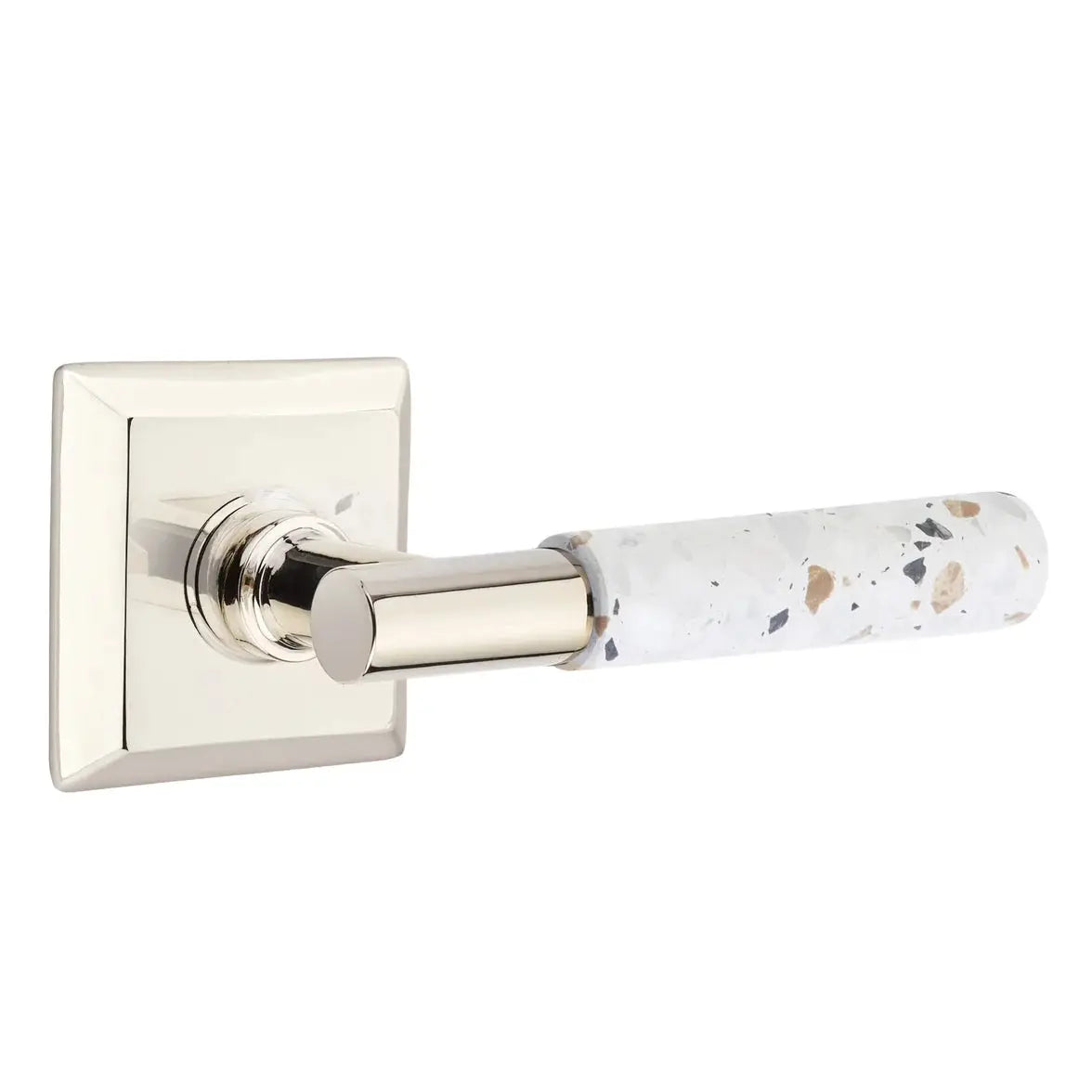 Emtek Light Terrazzo Lever with Quincy Rosette and T-Bar Stem by Emtek