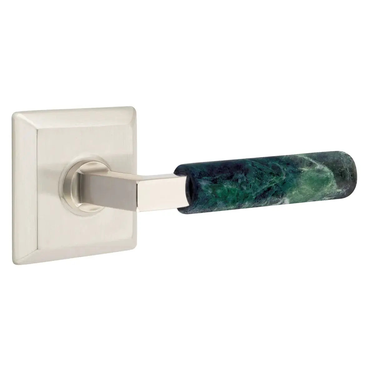 Emtek Green Marble Lever with Quincy Rosette and L-Square Stem by Emtek