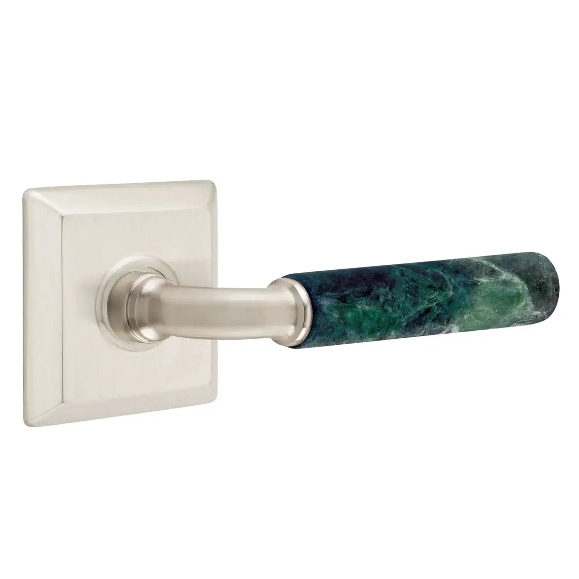 Emtek Green Marble Lever with Quincy Rosette and R-Bar Stem by Emtek