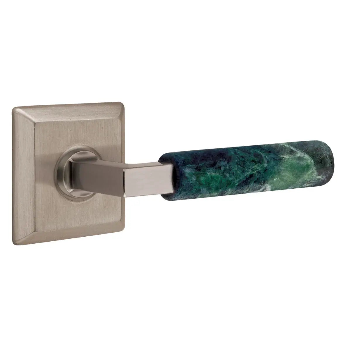 Emtek Green Marble Lever with Quincy Rosette and L-Square Stem by Emtek