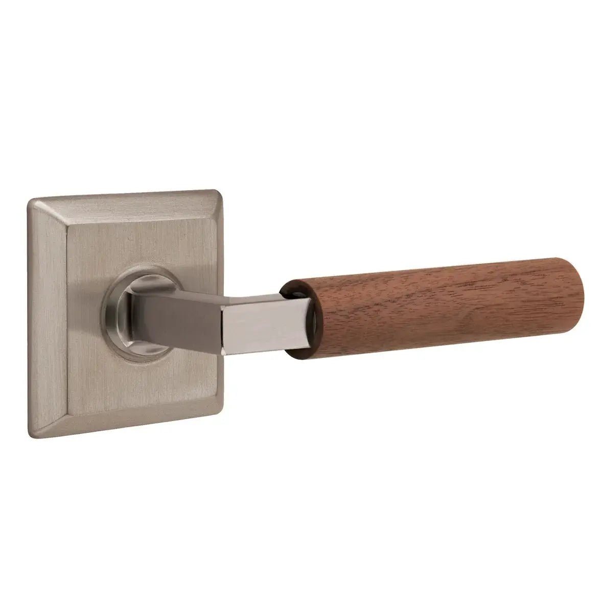 Emtek Walnut Lever with Quincy Rosette and L-Square Stem by Emtek