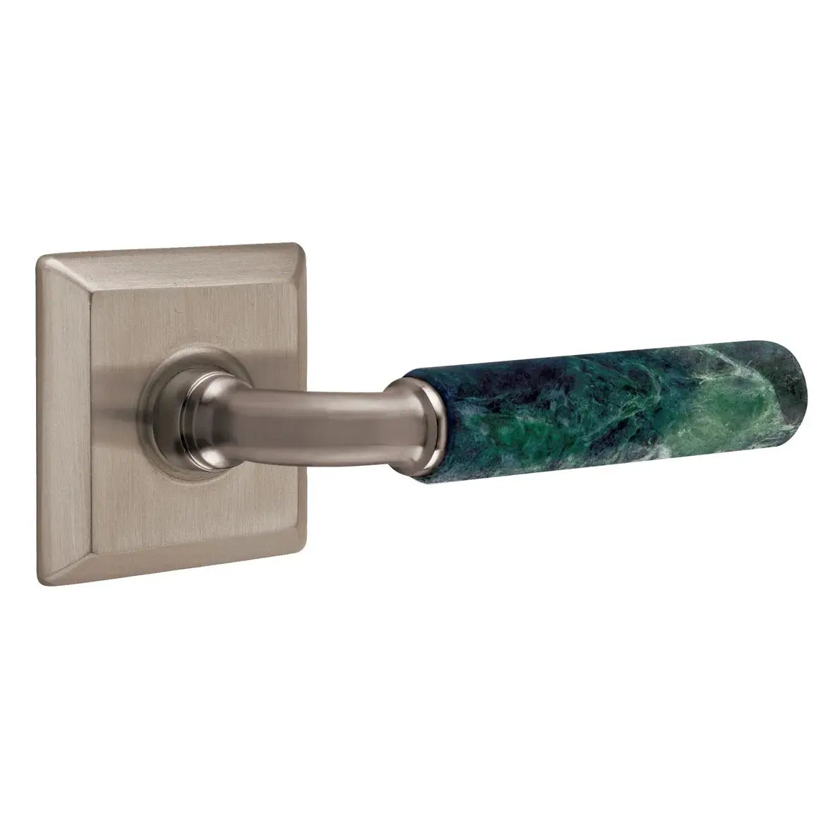 Emtek Green Marble Lever with Quincy Rosette and R-Bar Stem by Emtek