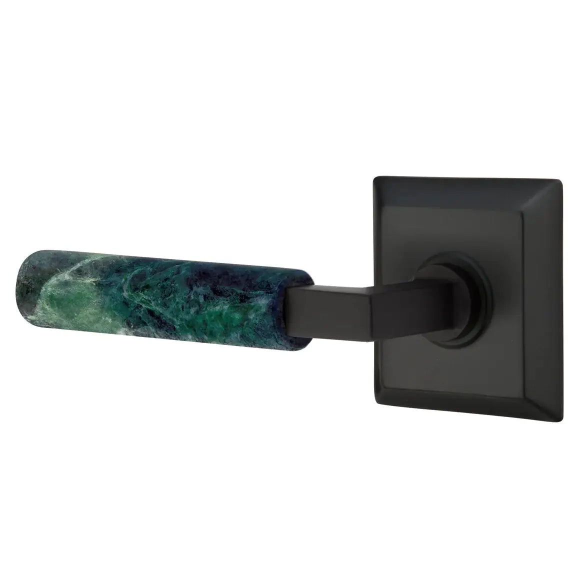 Emtek Green Marble Lever with Quincy Rosette and L-Square Stem by Emtek