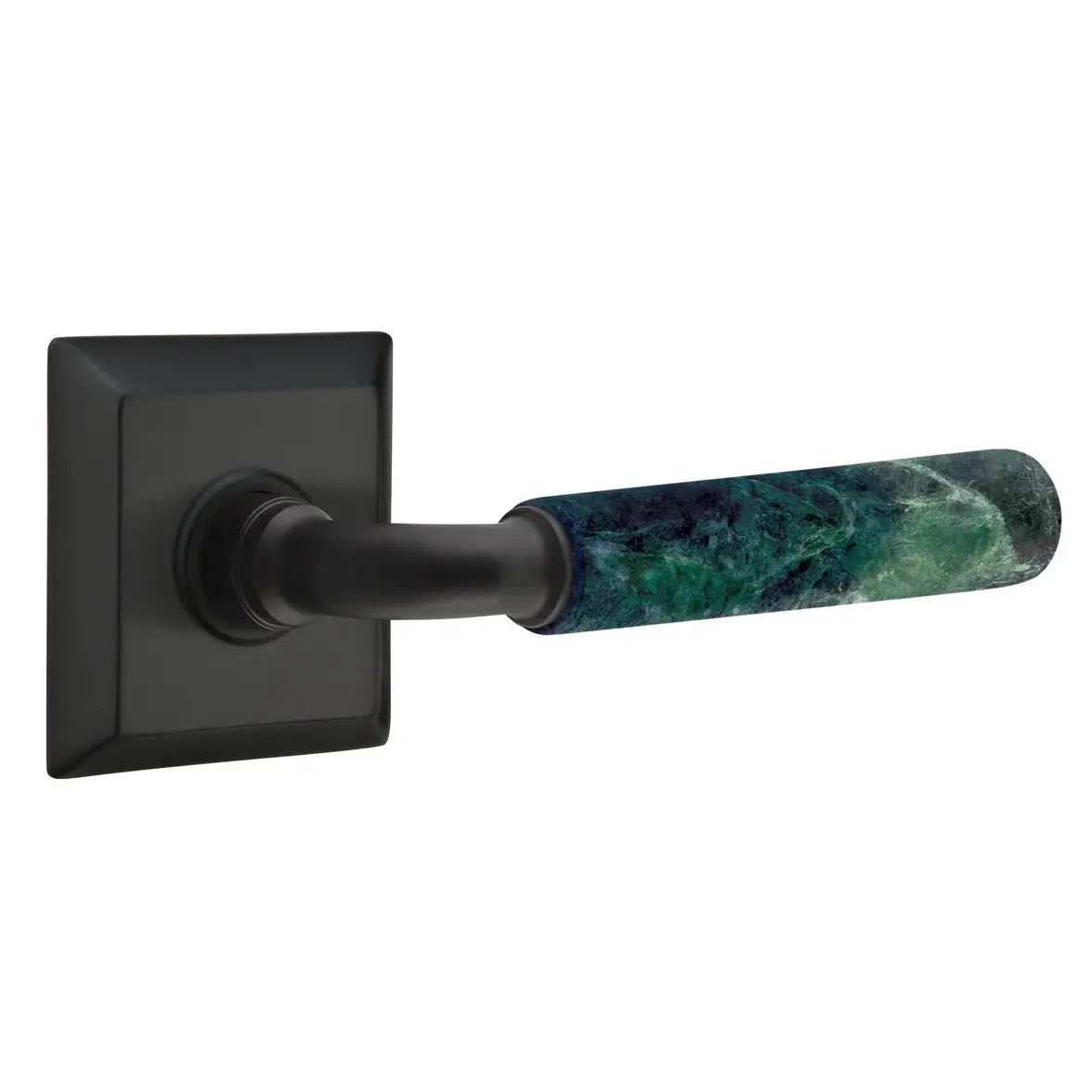 Emtek Green Marble Lever with Quincy Rosette and R-Bar Stem by Emtek