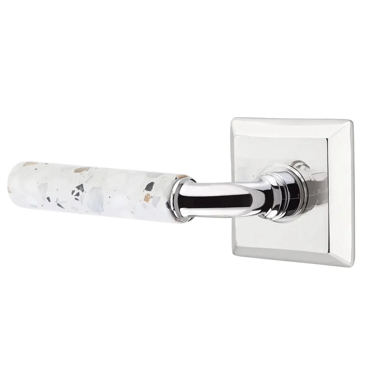 Emtek Light Terrazzo Lever with Quincy Rosette and R-Bar Stem by Emtek