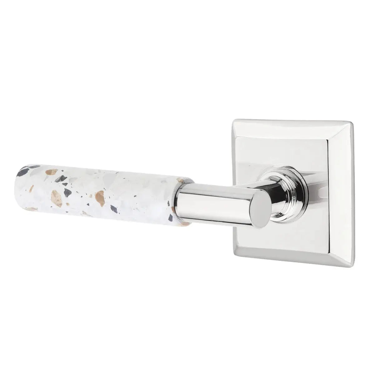 Emtek Light Terrazzo Lever with Quincy Rosette and T-Bar Stem by Emtek